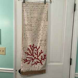 74” PIER 1 IMPORTS BEADED COTTON/LINEN TABLE RUNNER LIKE NEW